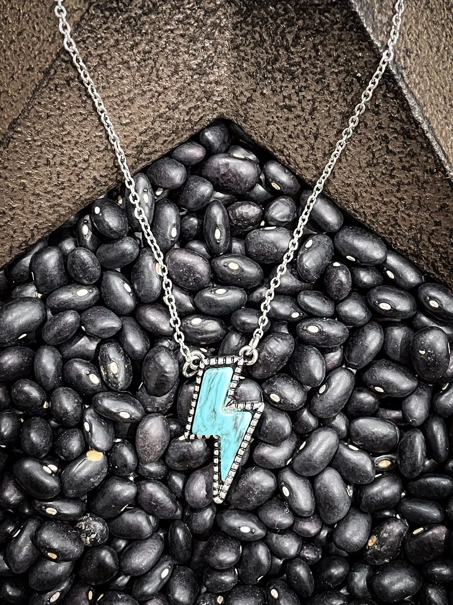 Lightning Bolt Necklace - Turquoise