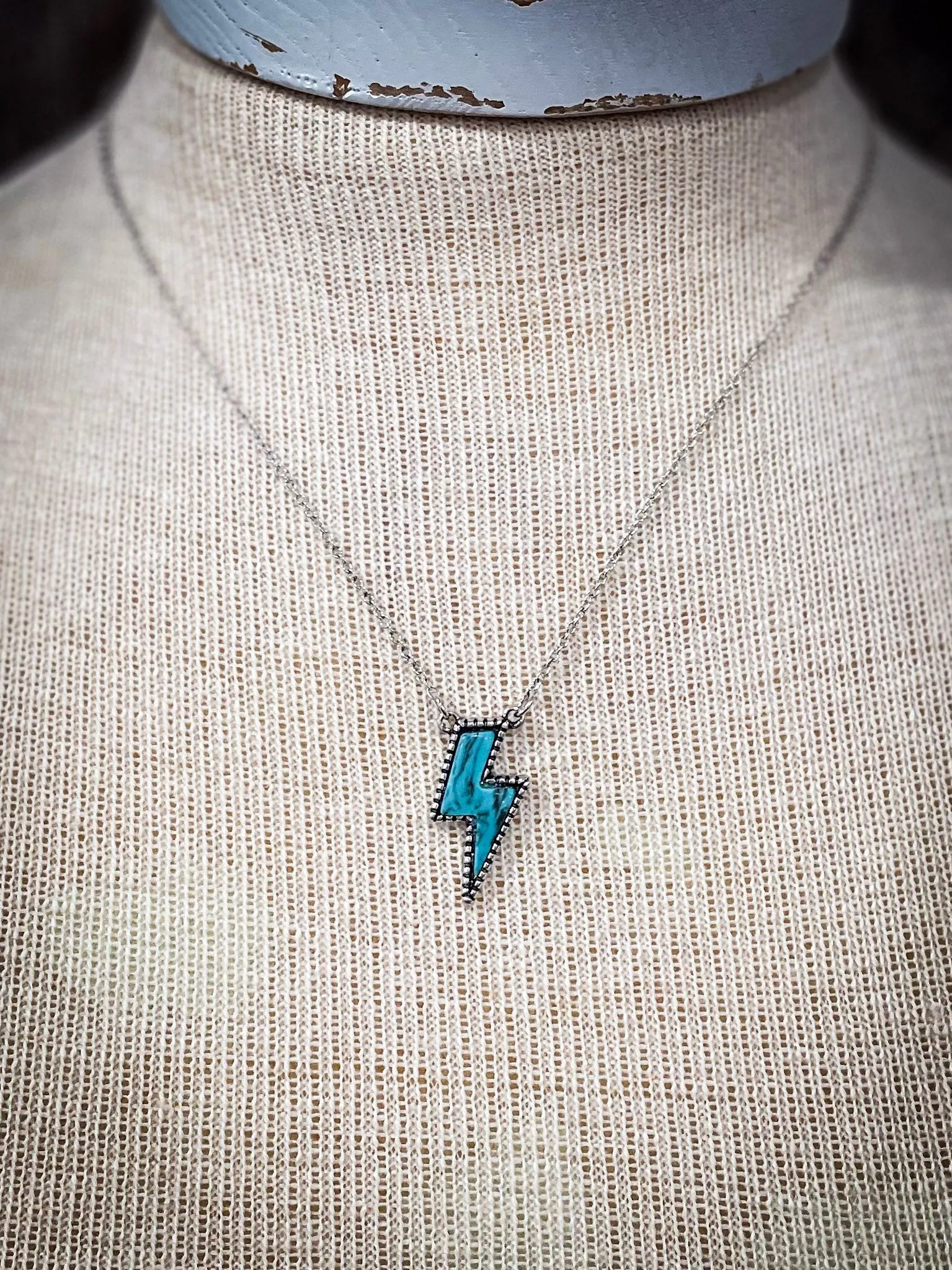 Lightning Bolt Necklace - Turquoise