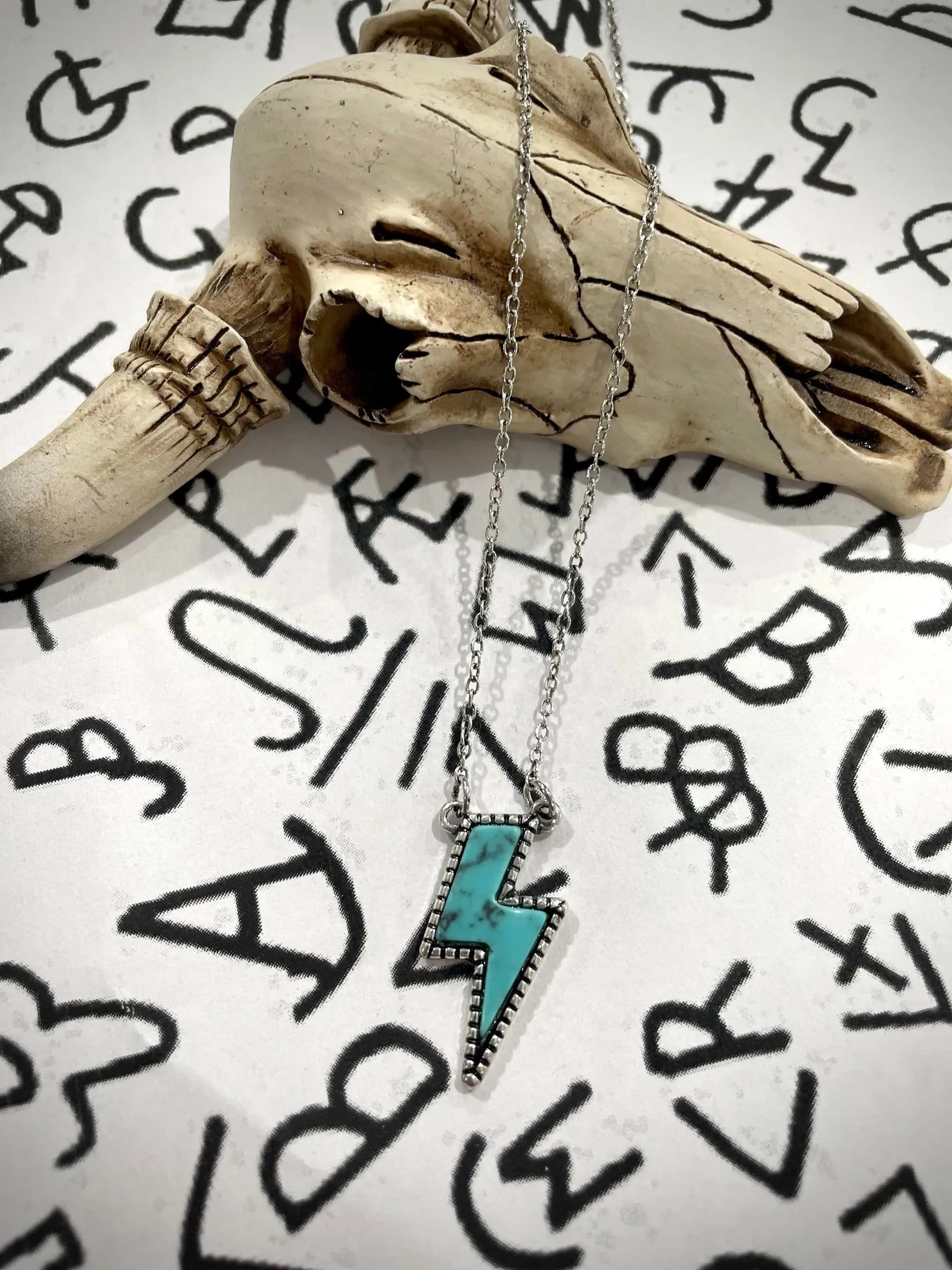 Lightning Bolt Necklace - Turquoise