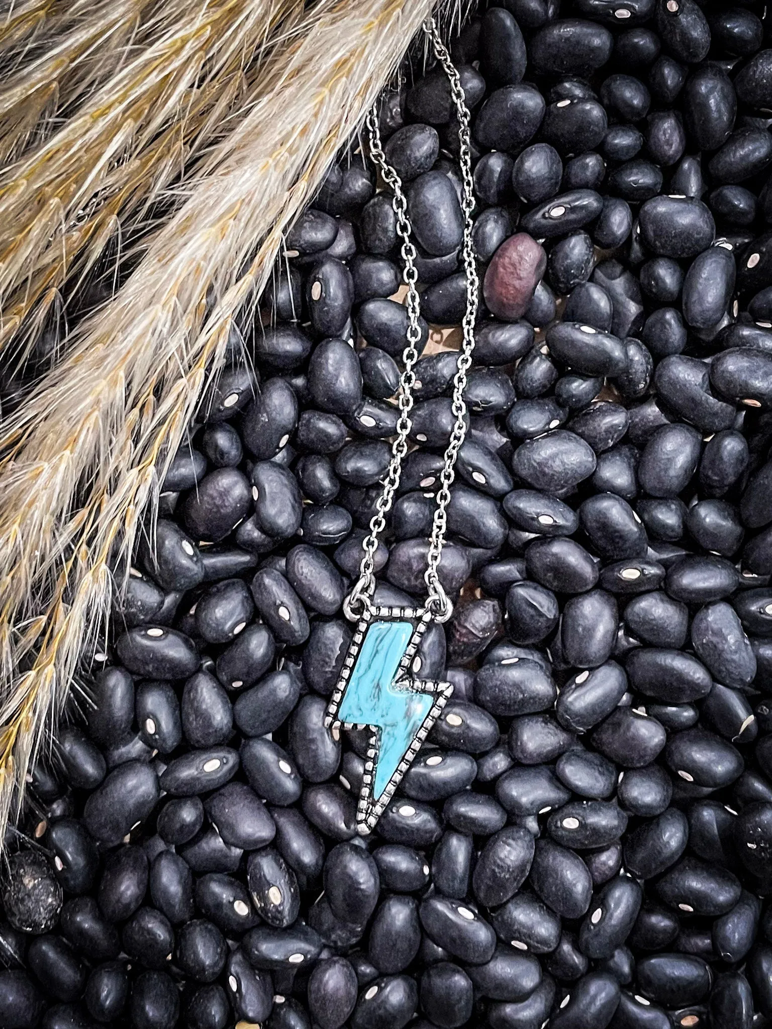 Lightning Bolt Necklace - Turquoise