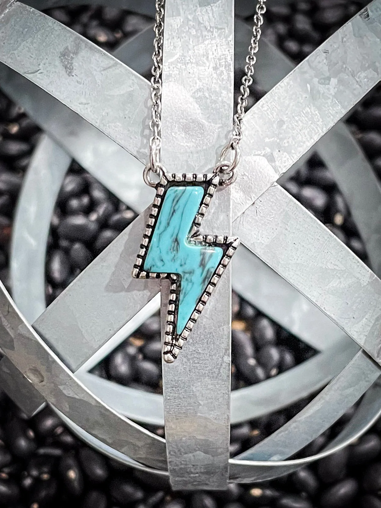Lightning Bolt Necklace - Turquoise