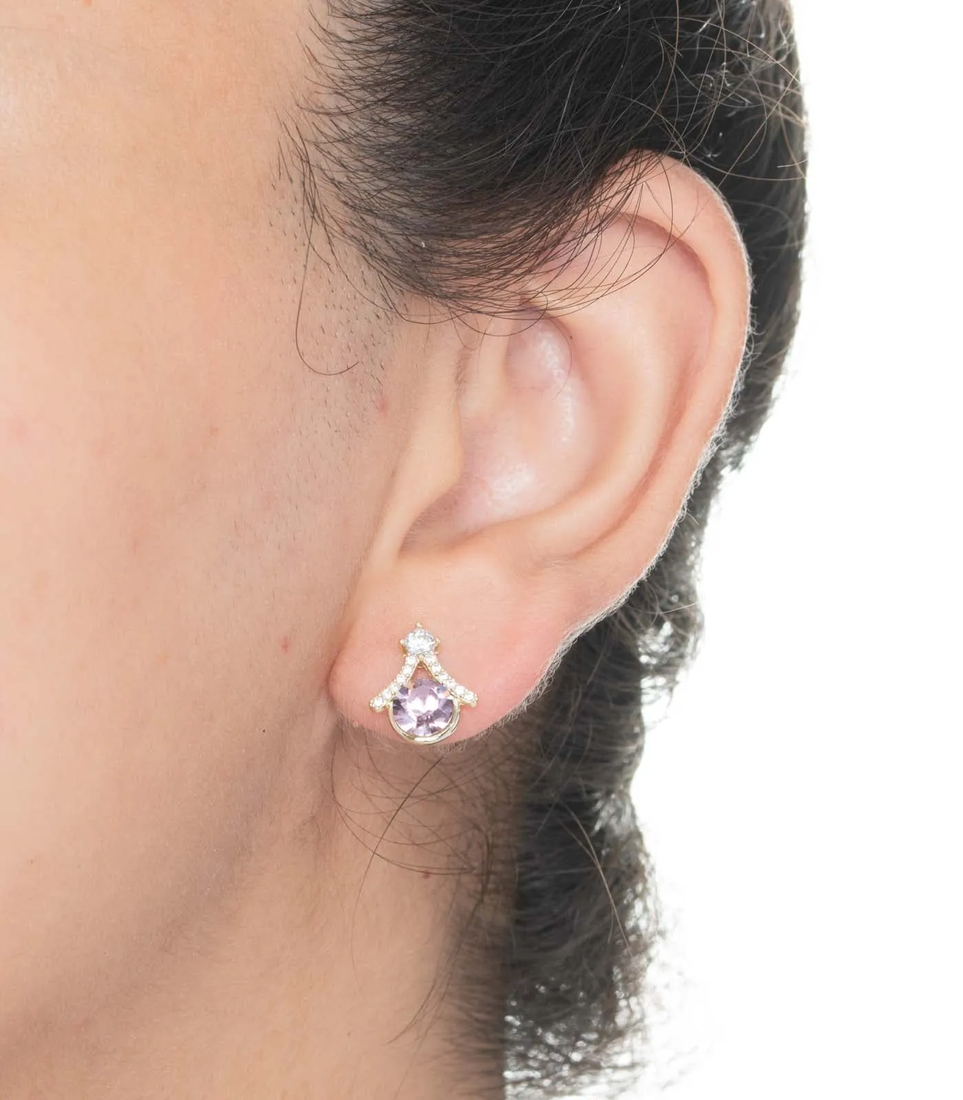 Lilac Stone Earrings (Brass)