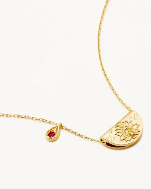 Lotus Birthstone Necklace July Ruby Gold