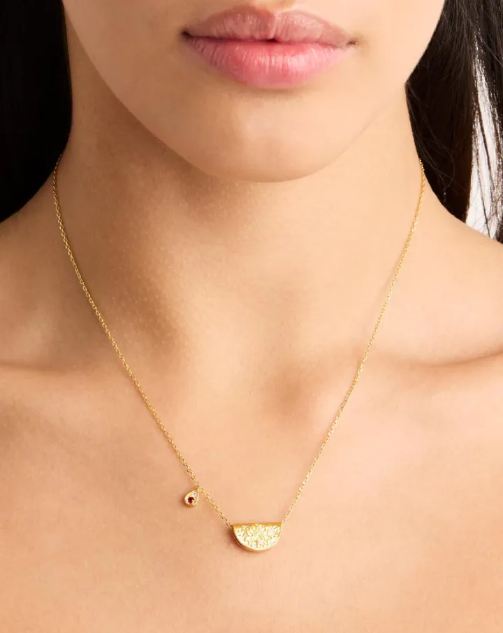 Lotus Birthstone Necklace July Ruby Gold