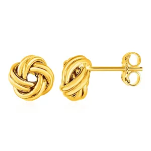 LOVCIA Luxury 14K Yellow Gold Classic Love Knot Stud Earrings