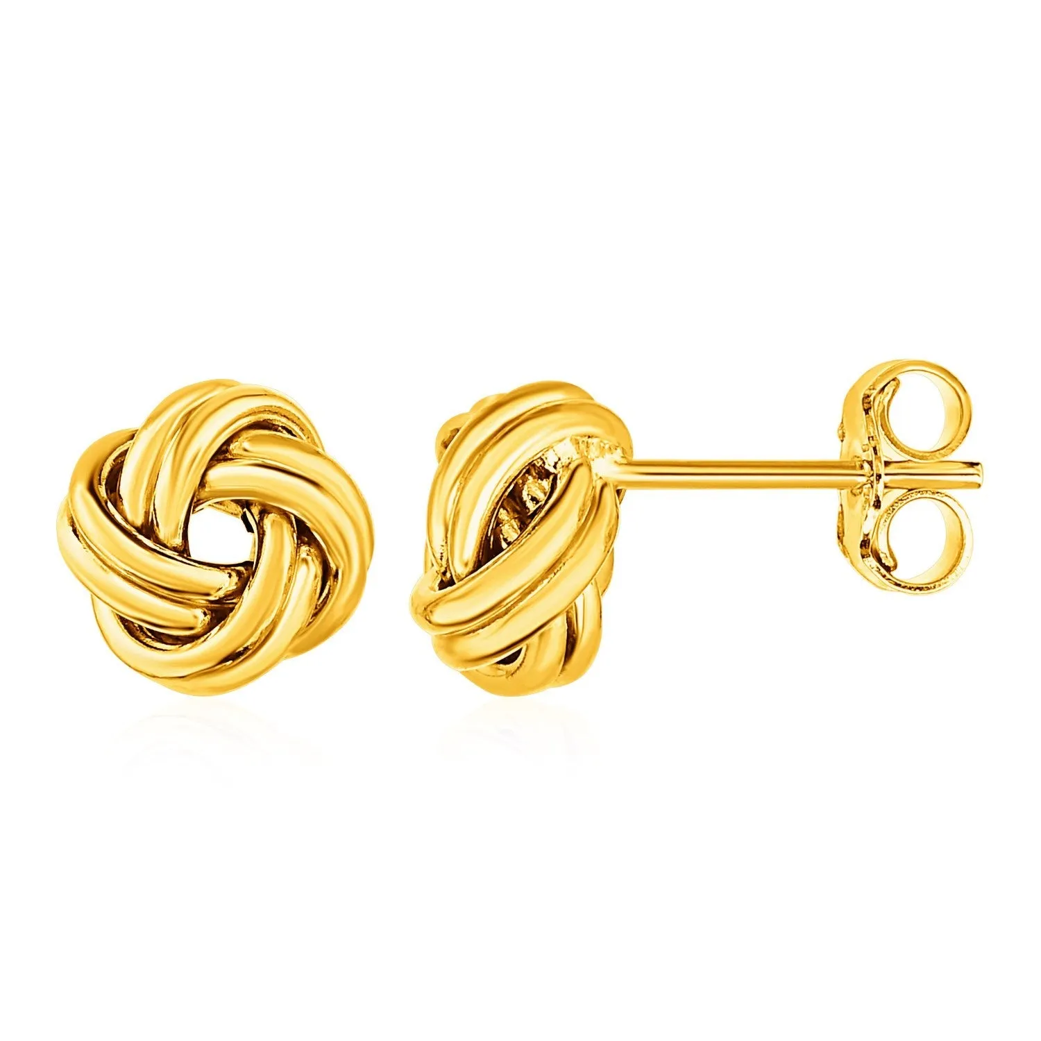LOVCIA Luxury 14K Yellow Gold Classic Love Knot Stud Earrings