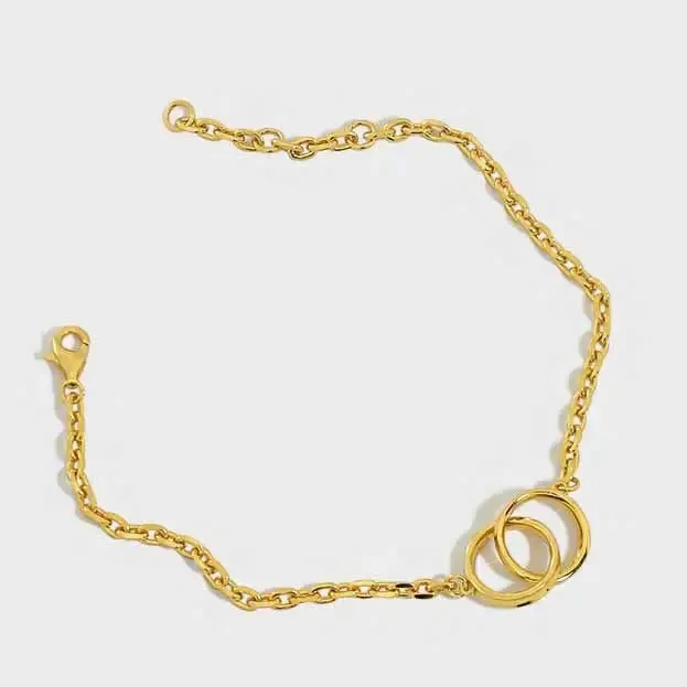 LOVCIA Party Double Circles 925 Sterling Silver Chain Bracelet