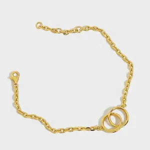 LOVCIA Party Double Circles 925 Sterling Silver Chain Bracelet