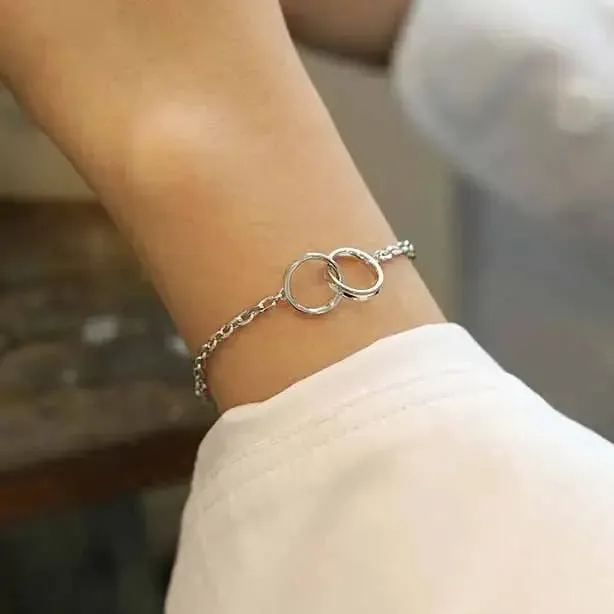 LOVCIA Party Double Circles 925 Sterling Silver Chain Bracelet