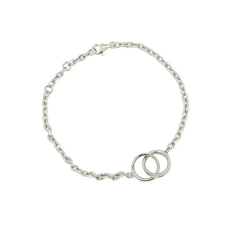 LOVCIA Party Double Circles 925 Sterling Silver Chain Bracelet