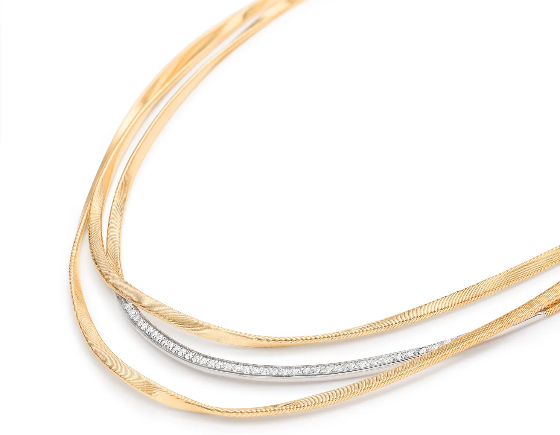 Marco Bicego MARRAKECH  18K Yellow Gold 3-Strand Coil Necklace With Diamond Bar