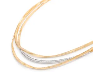 Marco Bicego MARRAKECH  18K Yellow Gold 3-Strand Coil Necklace With Diamond Bar