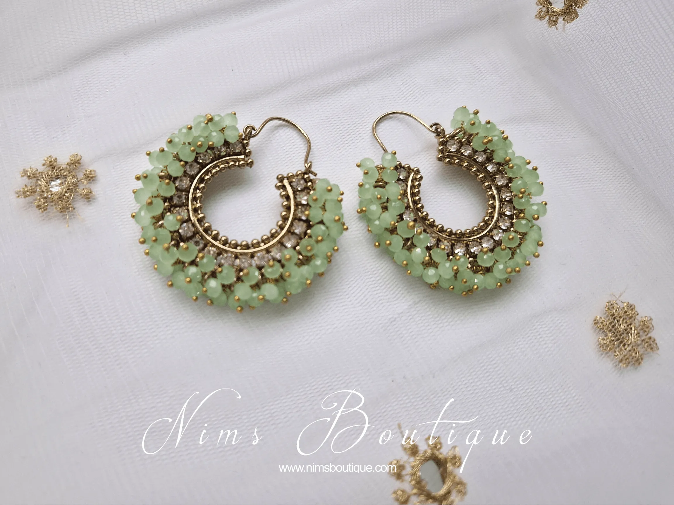 Meghna Royal Mint Hoop Earrings