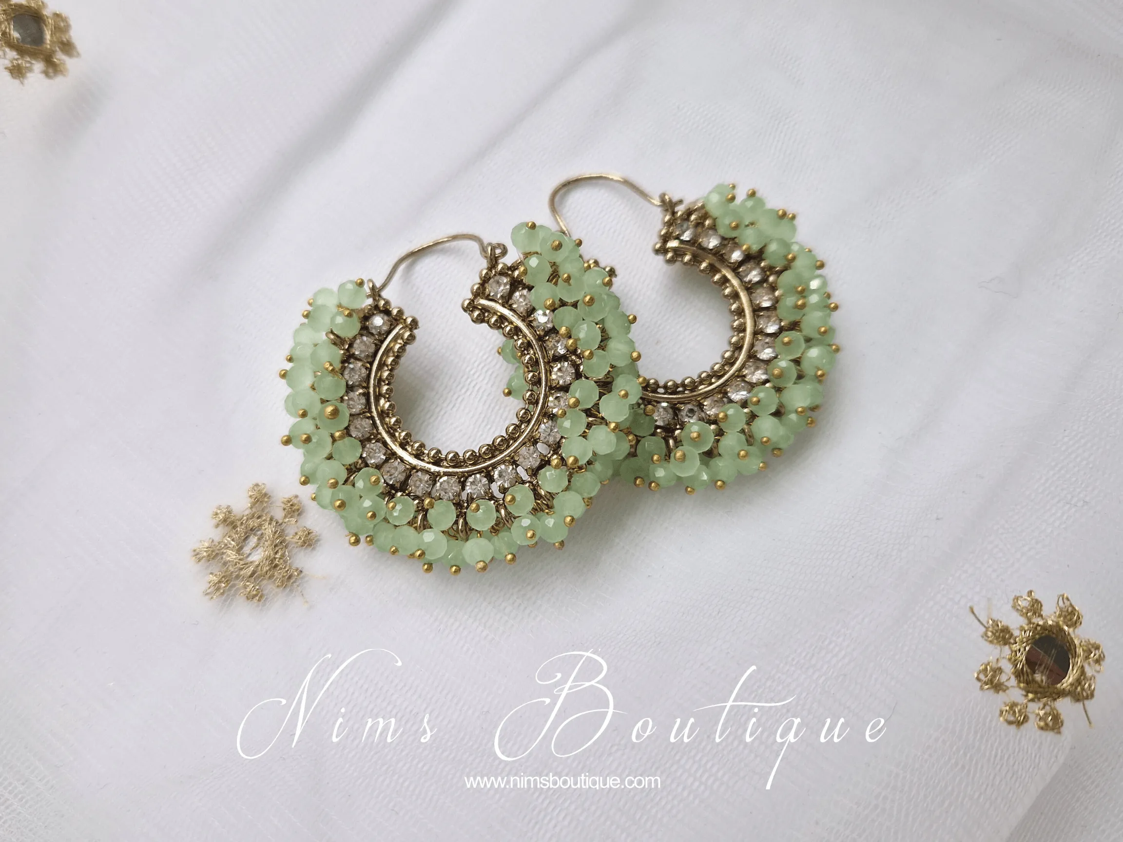 Meghna Royal Mint Hoop Earrings