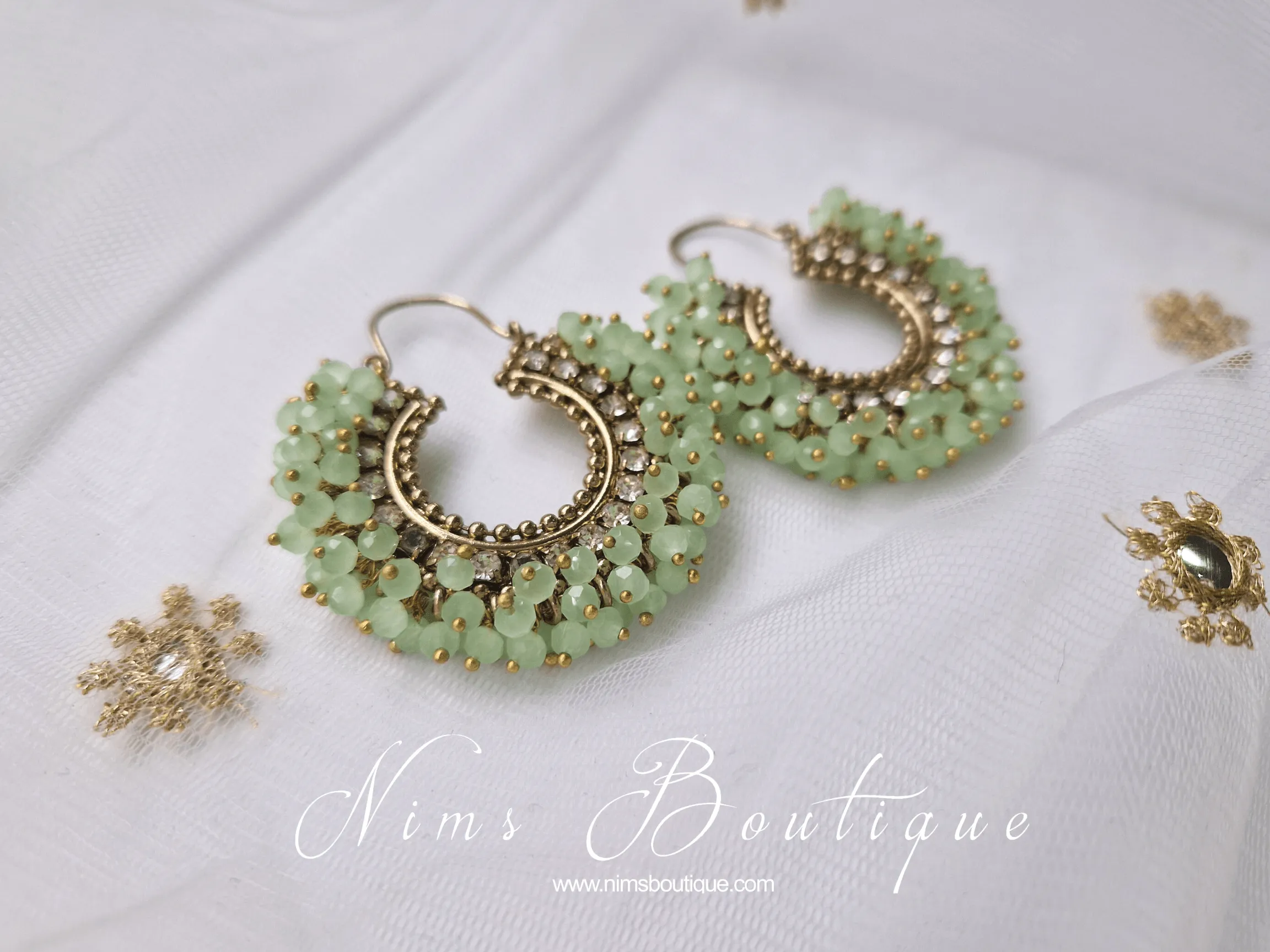 Meghna Royal Mint Hoop Earrings