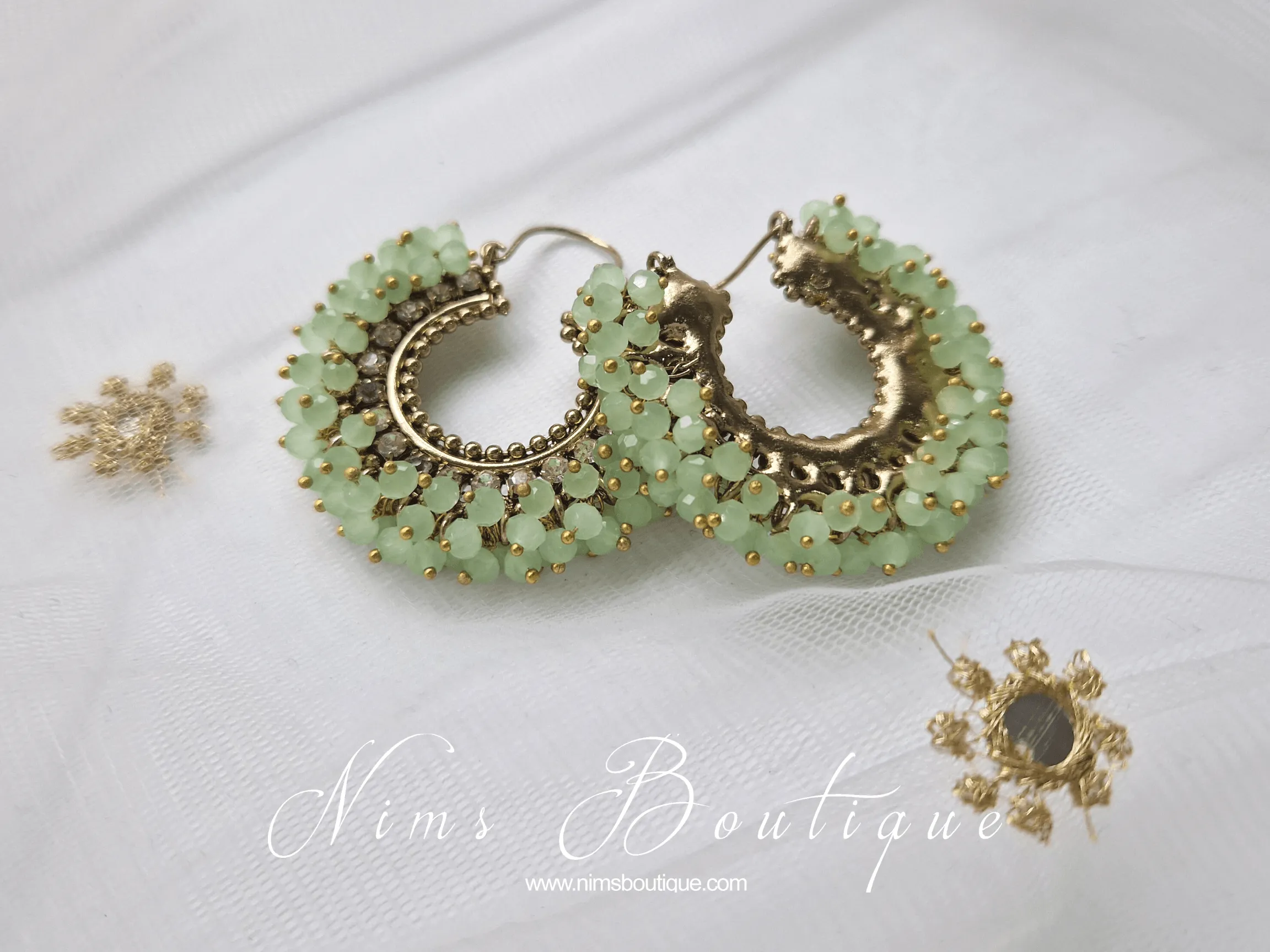 Meghna Royal Mint Hoop Earrings