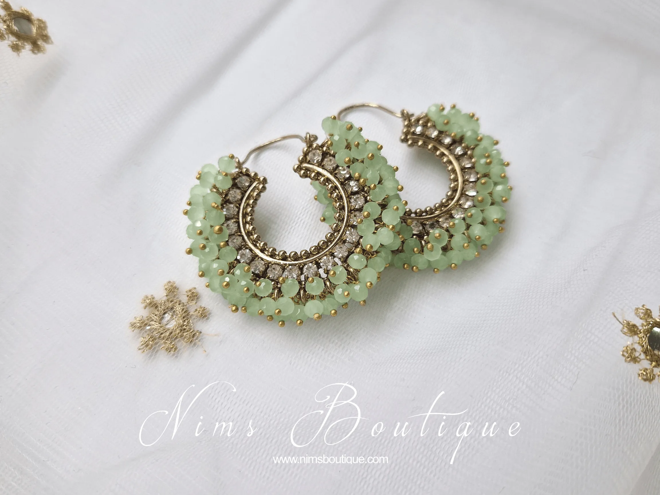 Meghna Royal Mint Hoop Earrings