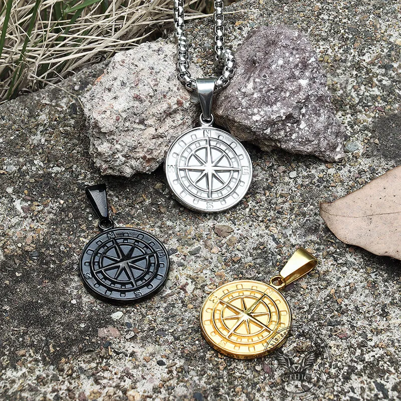 Minimalist Compass Stainless Steel Pendant