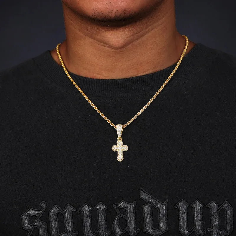 Moissanite S925 Baguette Band Cross Pendant