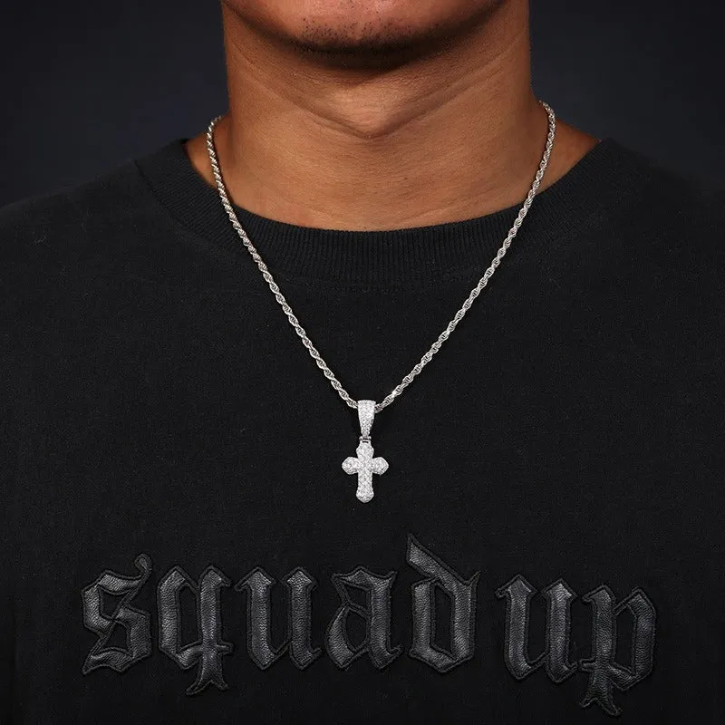 Moissanite S925 Baguette Band Cross Pendant
