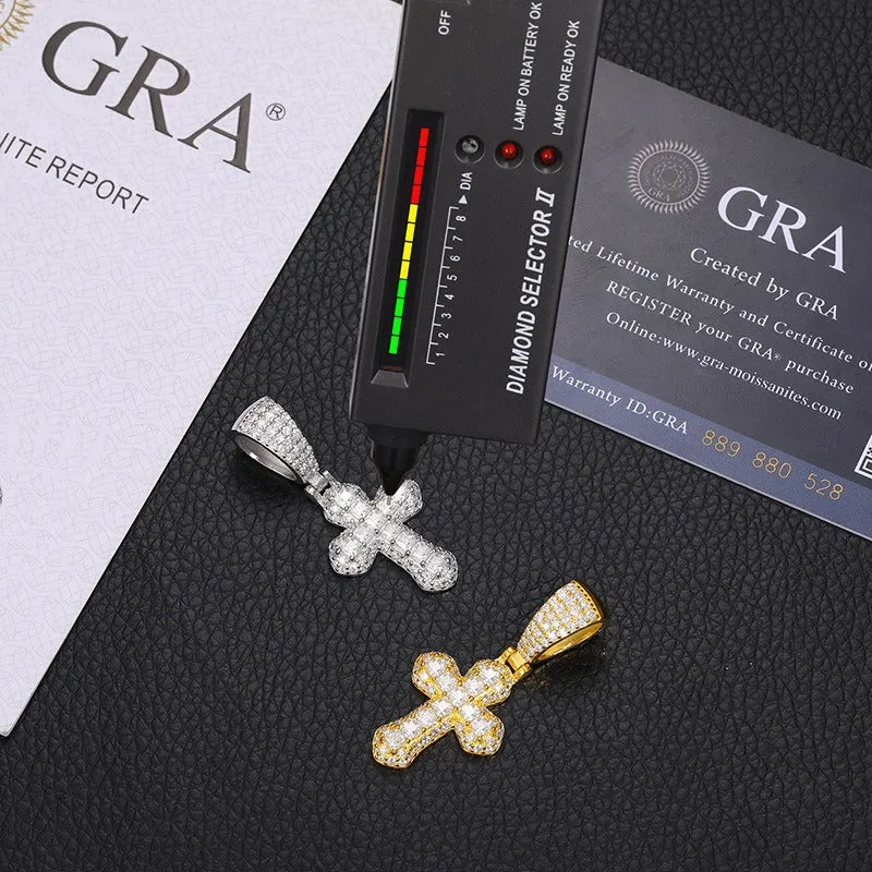 Moissanite S925 Baguette Band Cross Pendant