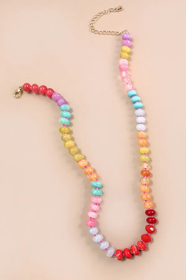 Natural Agate Glass Bead Necklace