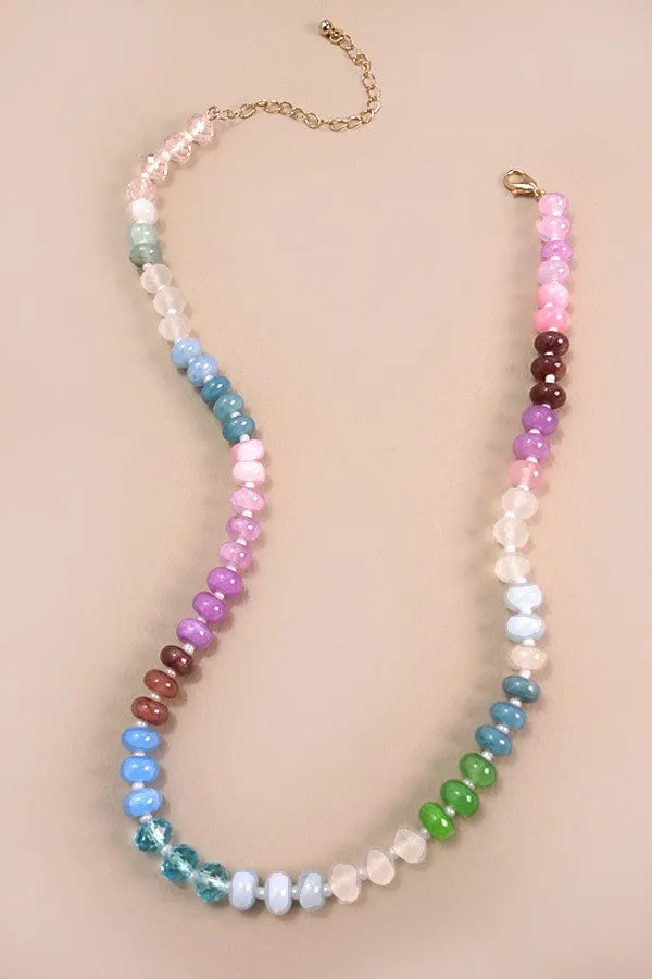 Natural Agate Glass Bead Necklace