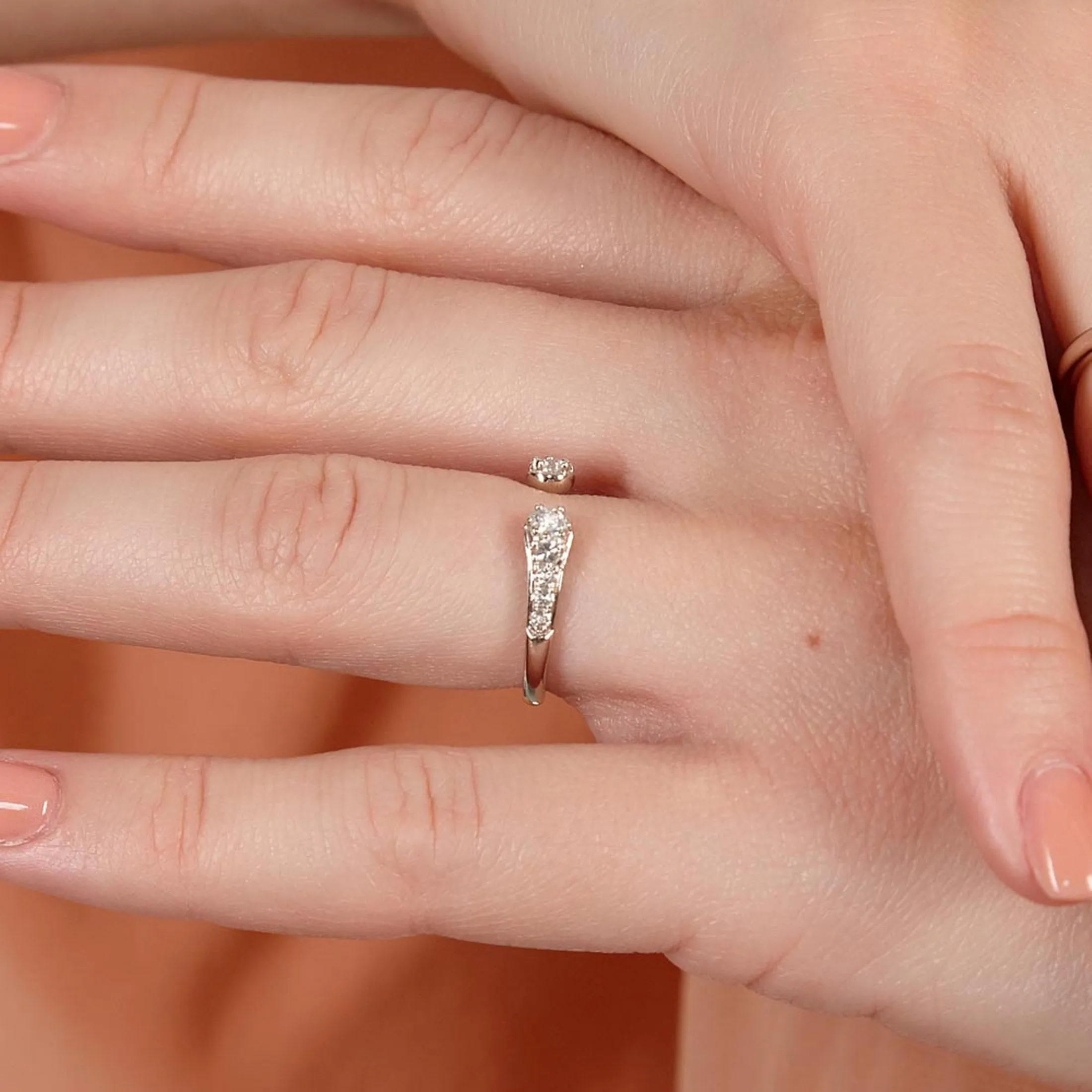 Open Skinny Drip Ring with White Topaz
