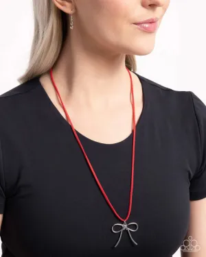 Paparazzi Bolo Bow - Red Necklace