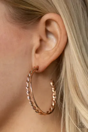 Paparazzi Earring ~ Retro Twist - Rose Gold