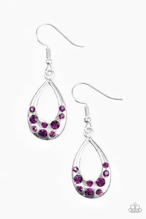 Paparazzi Earring ~ Twinkly Teardrops - Purple