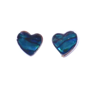 Paua Bezel Heart Stud Earrings
