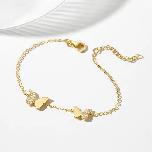Pave Butterfly Bracelet, Tiny Butterfly Bracelet, Daughter Bracelet