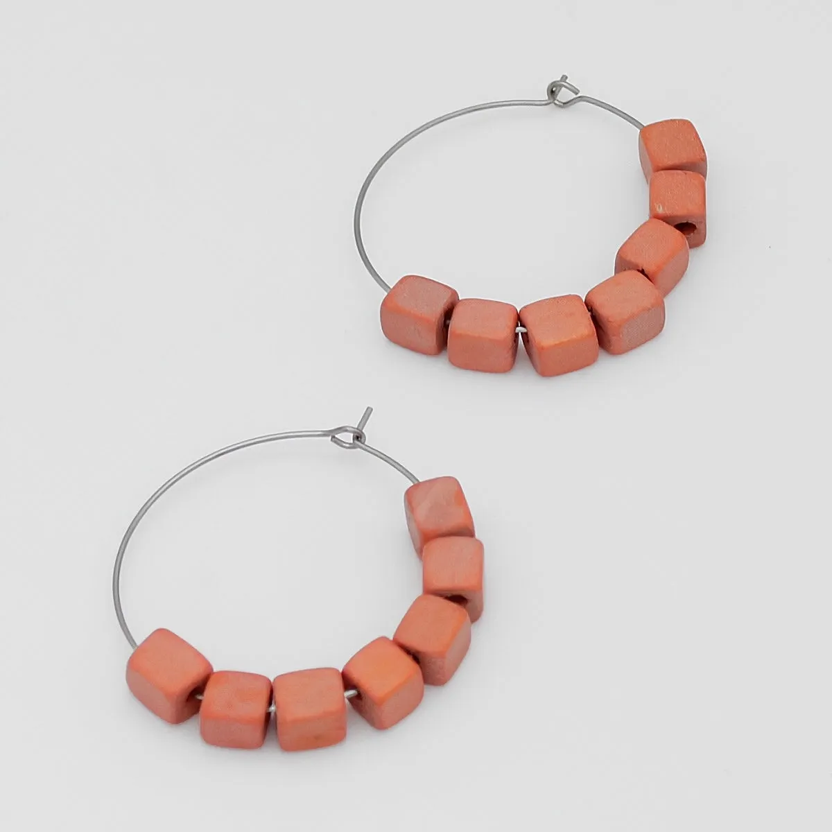 Peach Cubist Hoop Earring