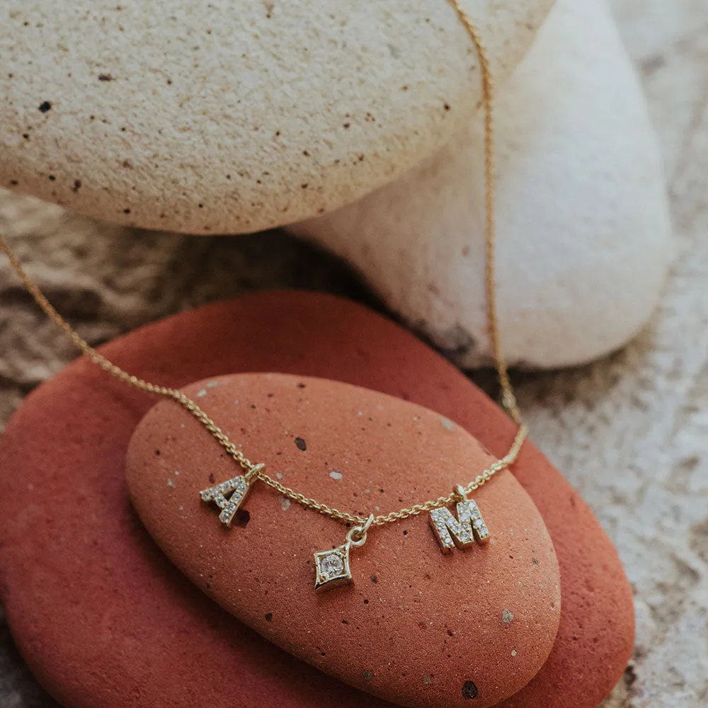 personalised diamond initials necklace