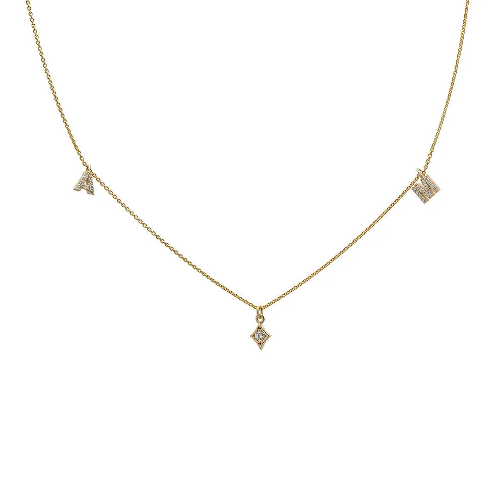 personalised diamond initials necklace