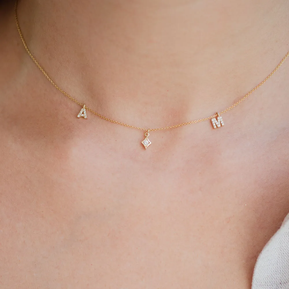 personalised diamond initials necklace