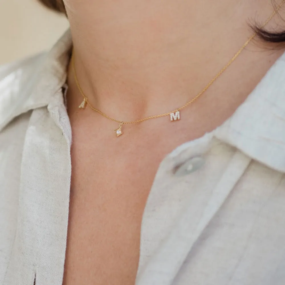 personalised diamond initials necklace