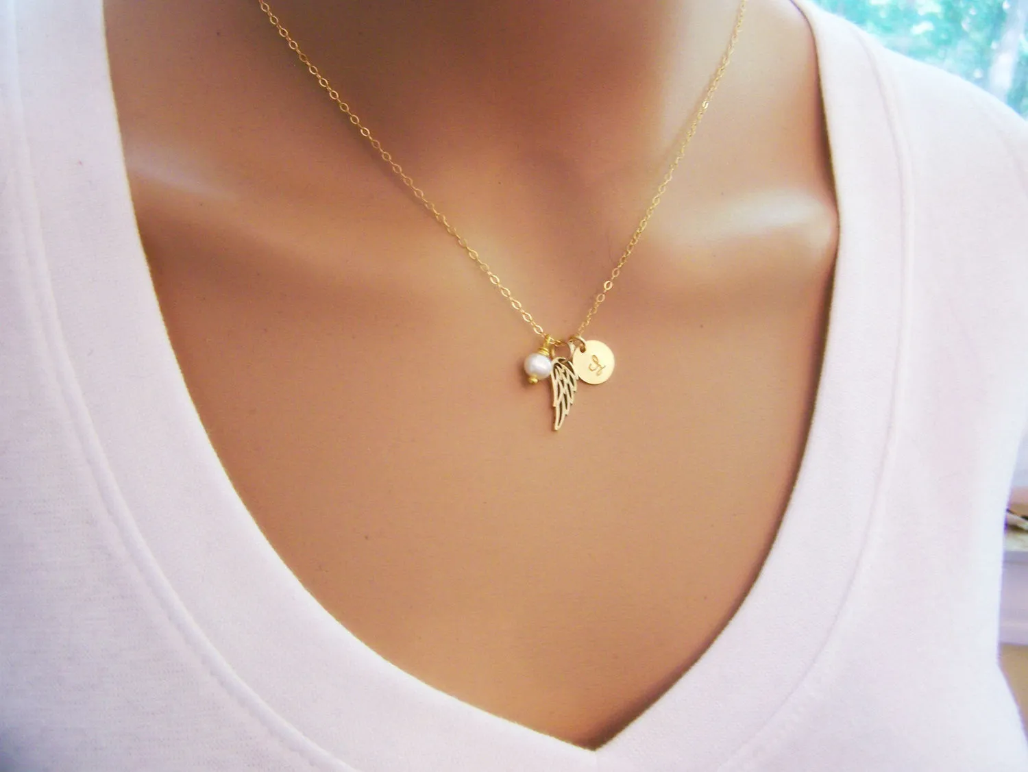 Personalized Angel Wing Necklace - Memorial Necklace - Miscarriage Necklace