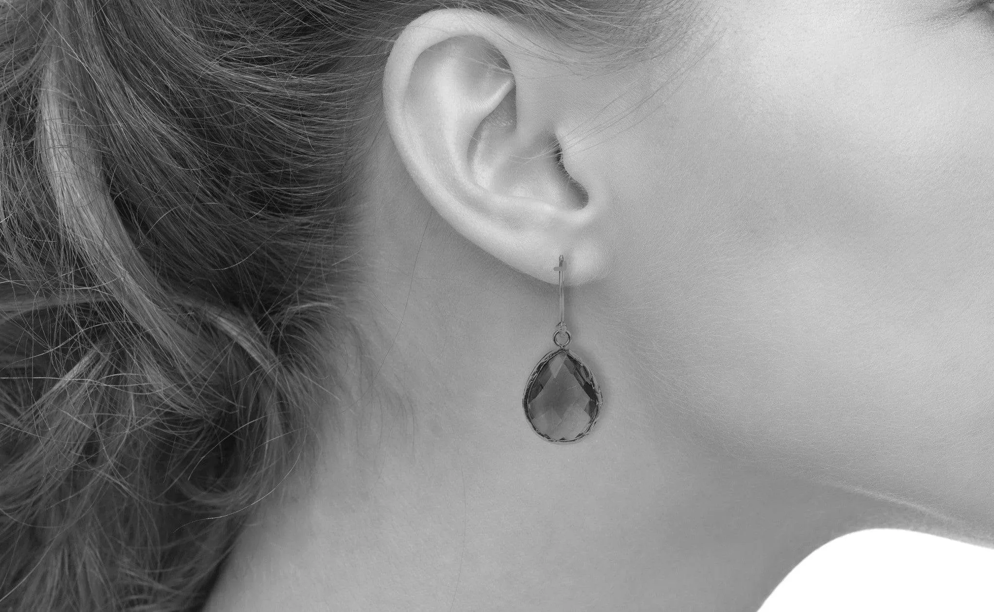 Petite Drop Earrings Dipped in Rose Gold with Smokey Quartz