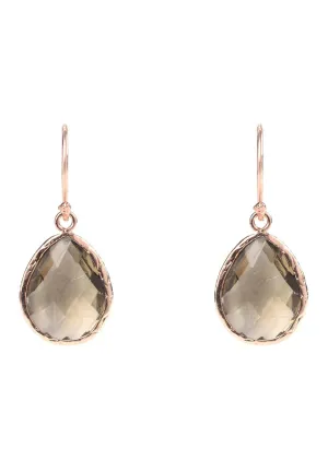 Petite Drop Earrings Dipped in Rose Gold with Smokey Quartz