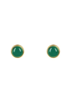 Petite Stud Earrings Dipped in Gold with Green Onyx