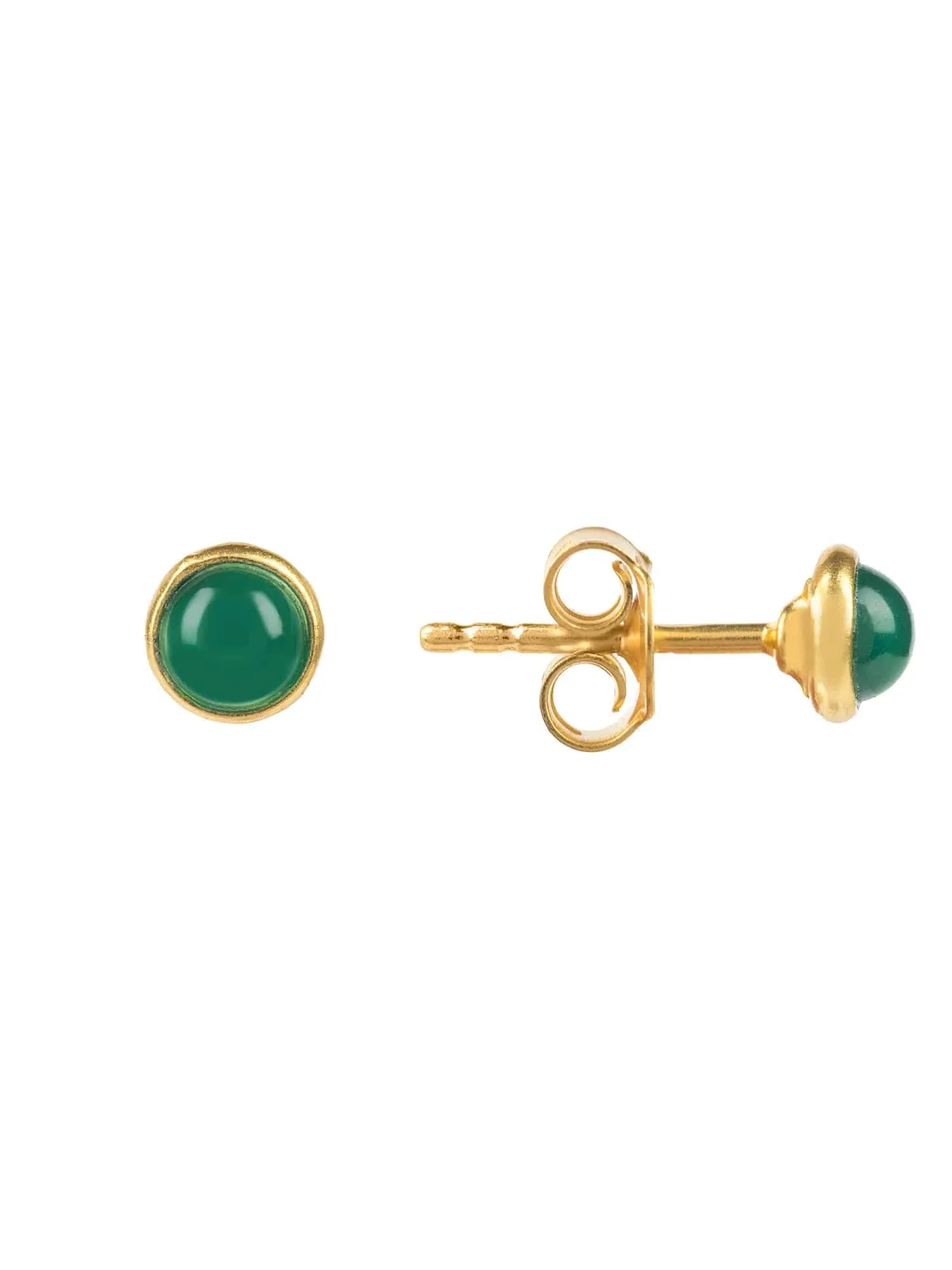 Petite Stud Earrings Dipped in Gold with Green Onyx
