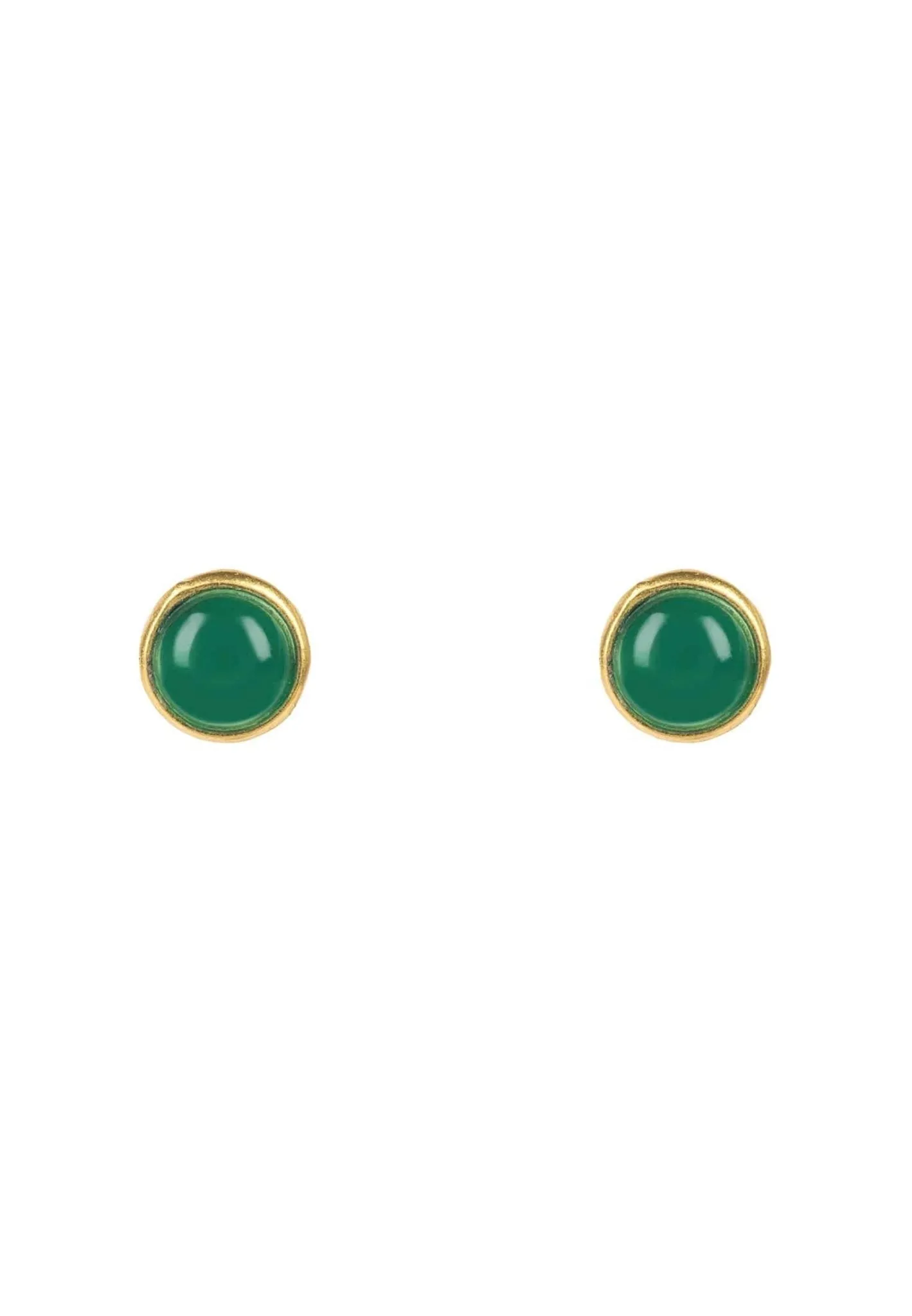 Petite Stud Earrings Dipped in Gold with Green Onyx