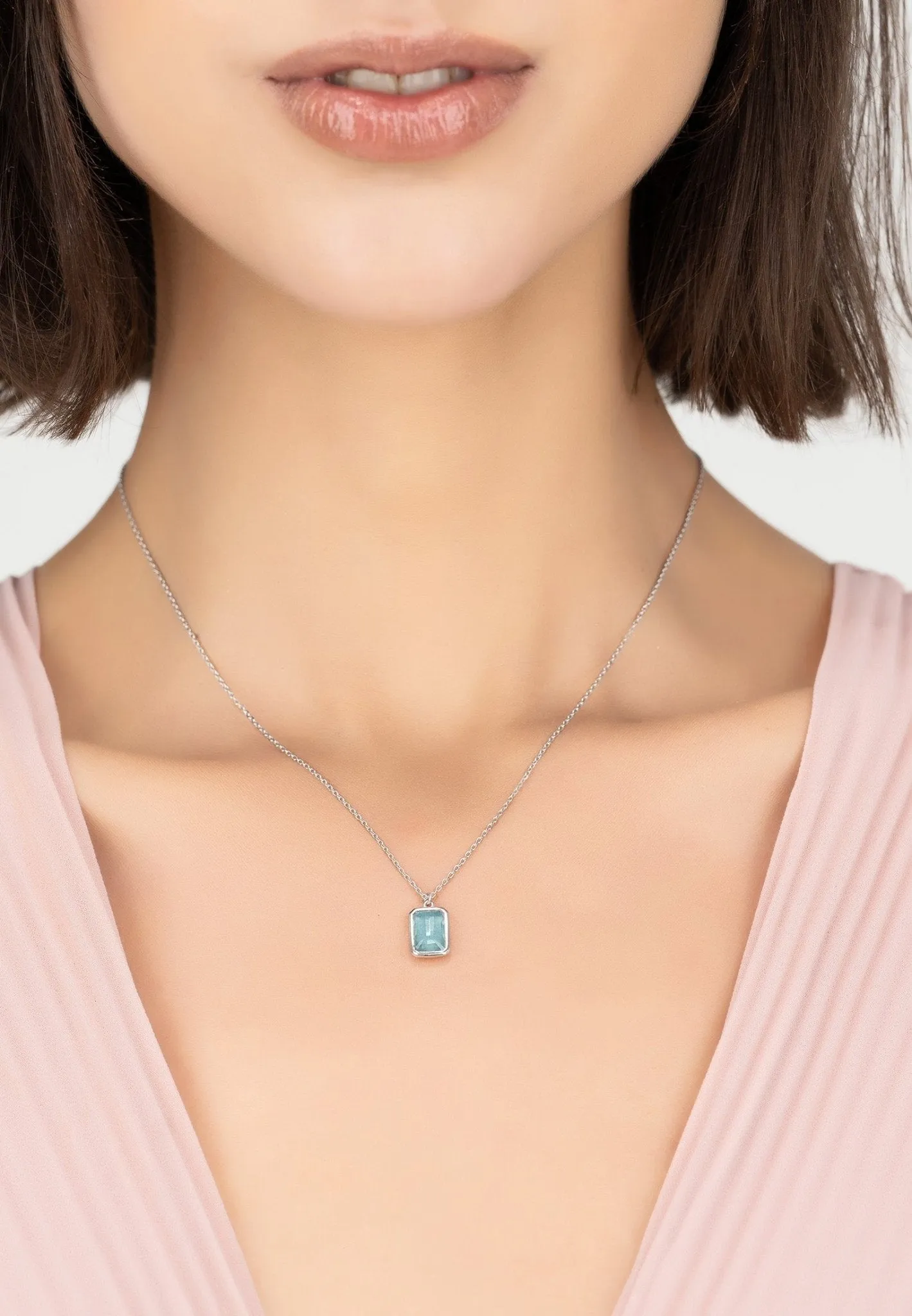 Portofino Necklace in Silver with Blue Topaz