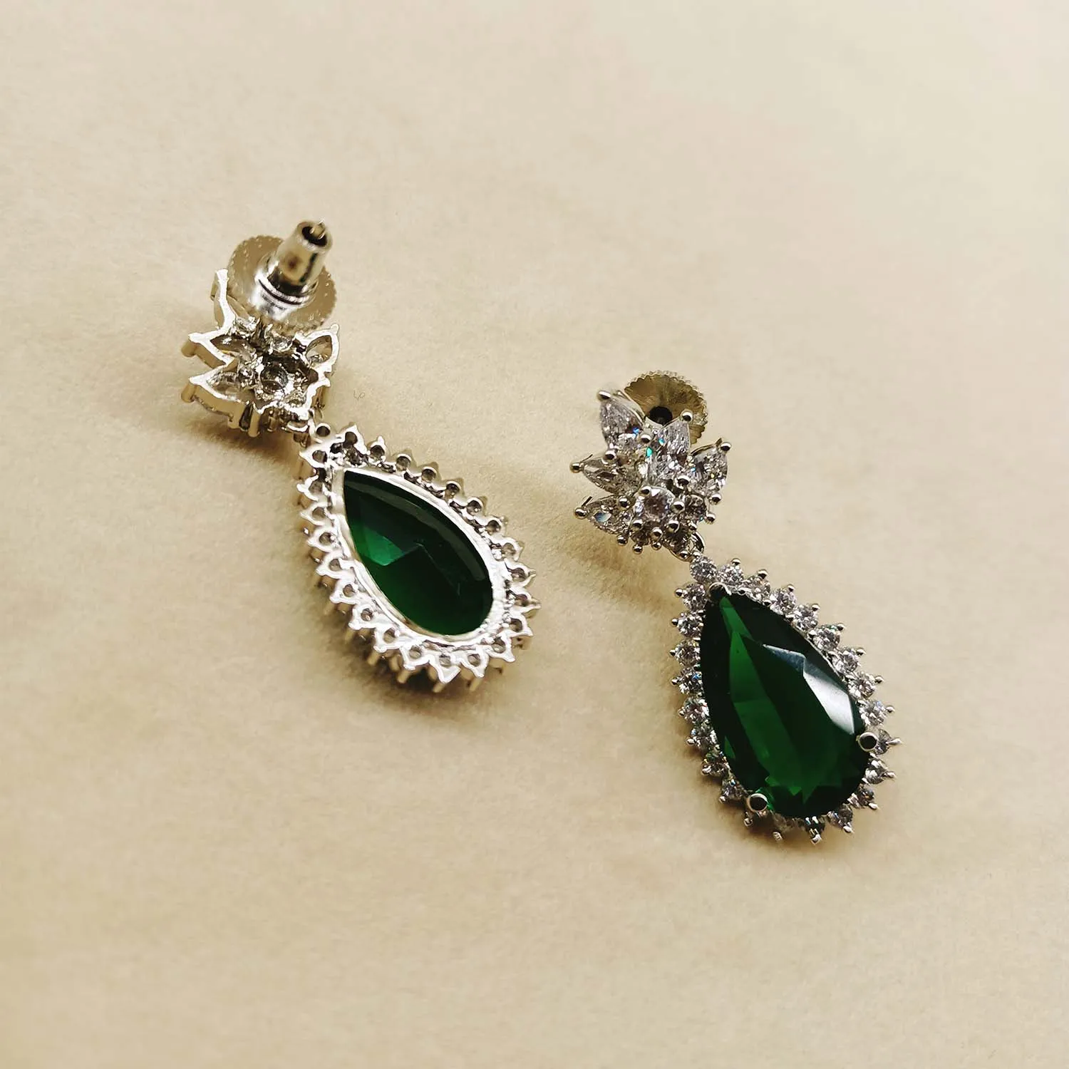 Rahika Fancy Cut Shape Diamond Emerald Earrings