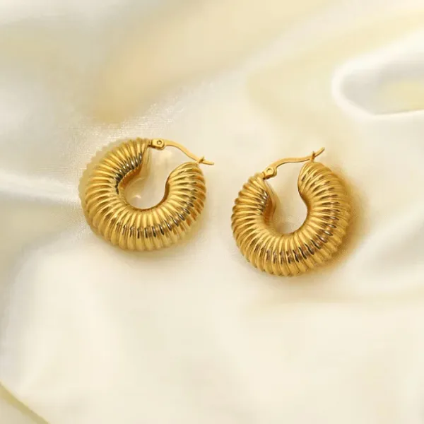 Refined Spiral Gold Huggie Hoop Earrings