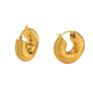 Refined Spiral Gold Huggie Hoop Earrings