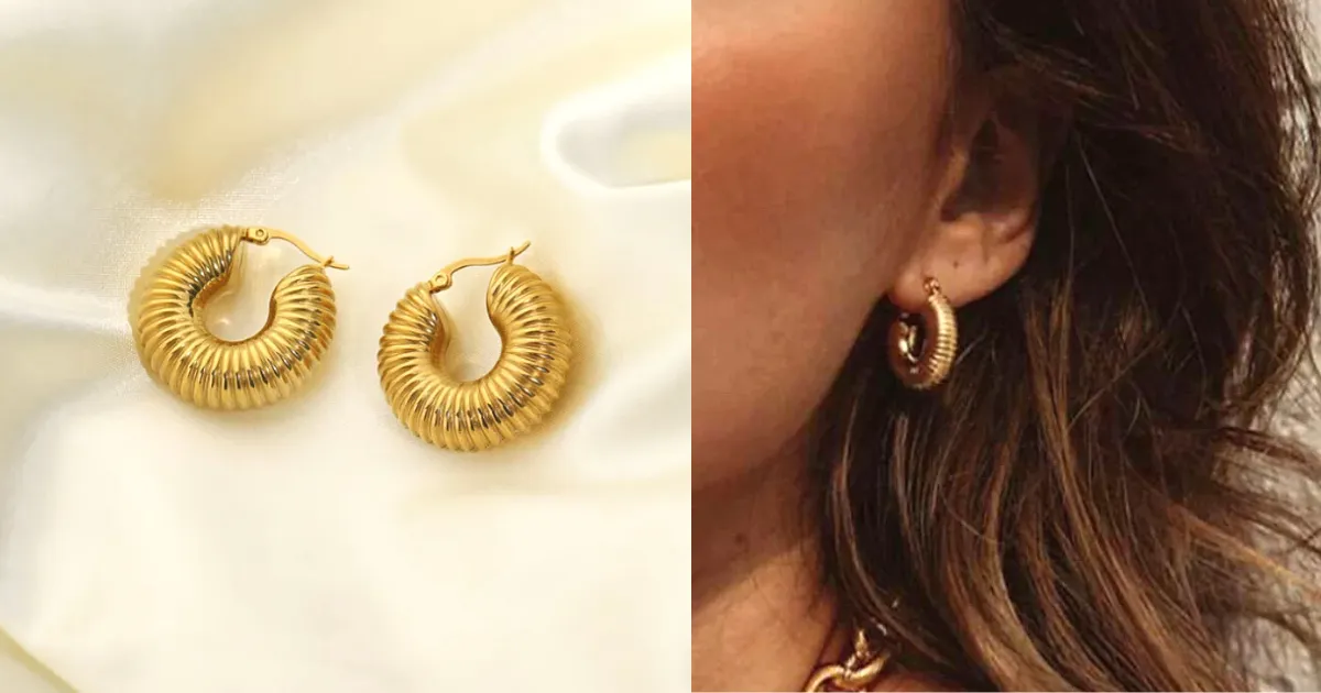 Refined Spiral Gold Huggie Hoop Earrings