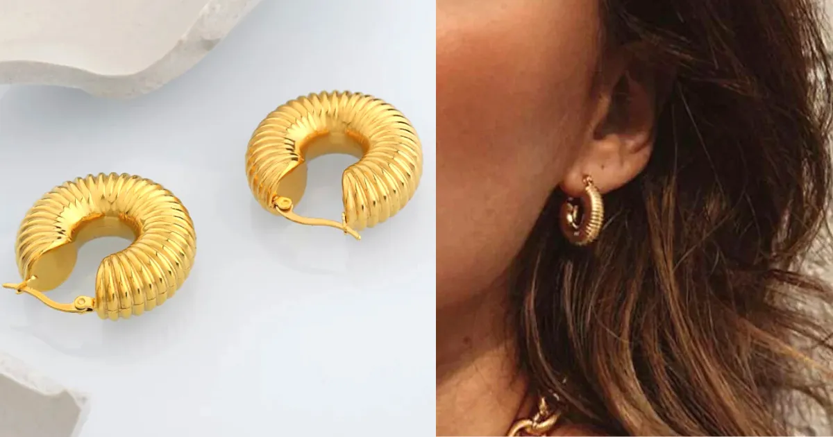 Refined Spiral Gold Huggie Hoop Earrings